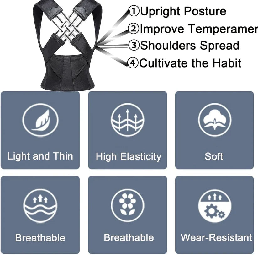Posture Corrector Free Size Designed to provide exceptional Back Straight And Shoulder Support Belt
